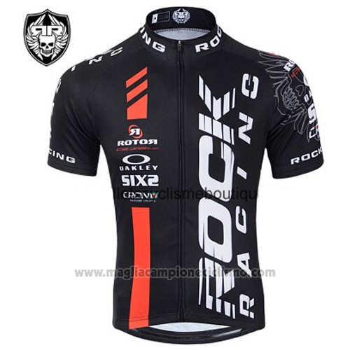 2015 Abbigliamento Ciclismo Rock Racing Nero e Rosso Manica Corta e Salopette